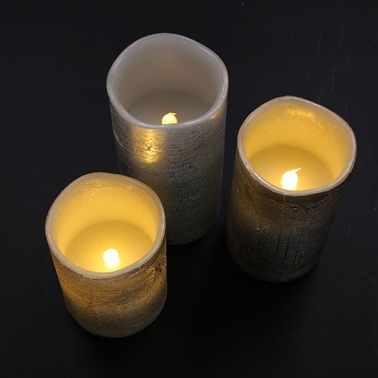 Solight set of LED candles, 3 pcs, 10/13/16cm, silver, 3x AAA