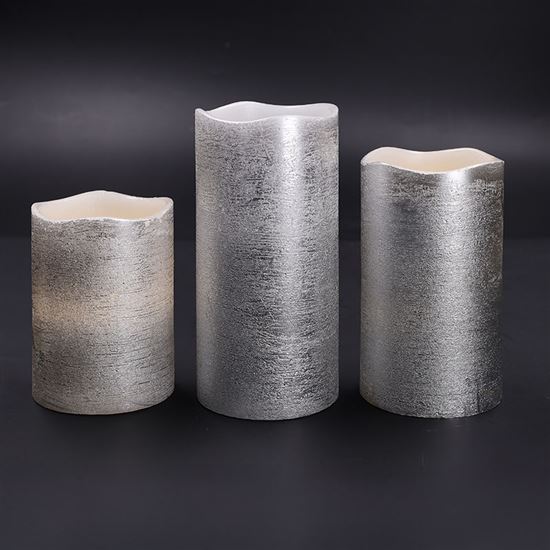 Solight set of LED candles, 3 pcs, 10/13/16cm, silver, 3x AAA