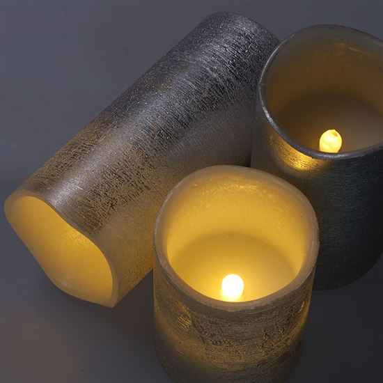 Solight set of LED candles, 3 pcs, 10/13/16cm, silver, 3x AAA