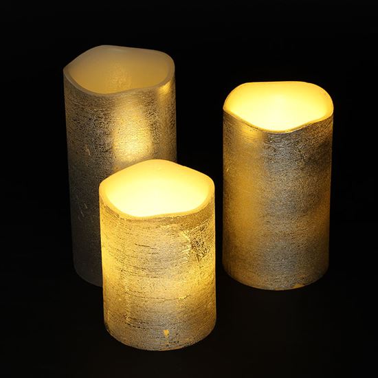 Solight set of LED candles, 3 pcs, 10/13/16cm, silver, 3x AAA