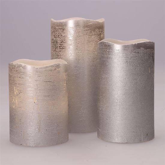 Solight set of LED candles, 3 pcs, 10/13/16cm, silver, 3x AAA