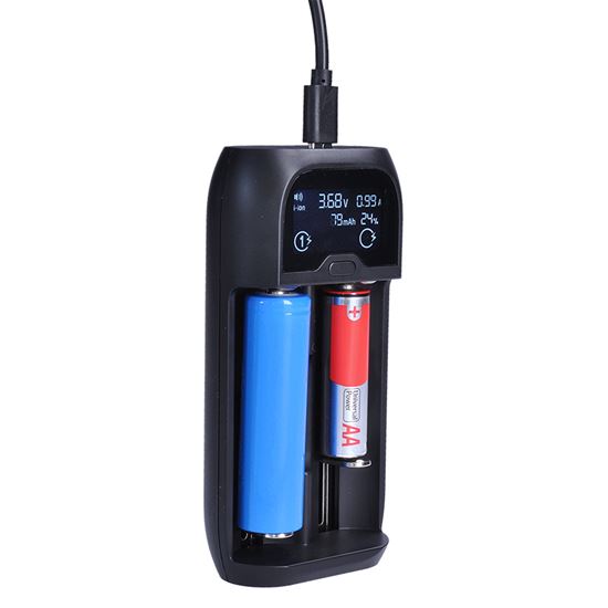 Solight battery charger Li-Ion, LiFePO4, Ni-MH/CD, AA, AAA, 18650, 2000mA, 2 channels, LCD display