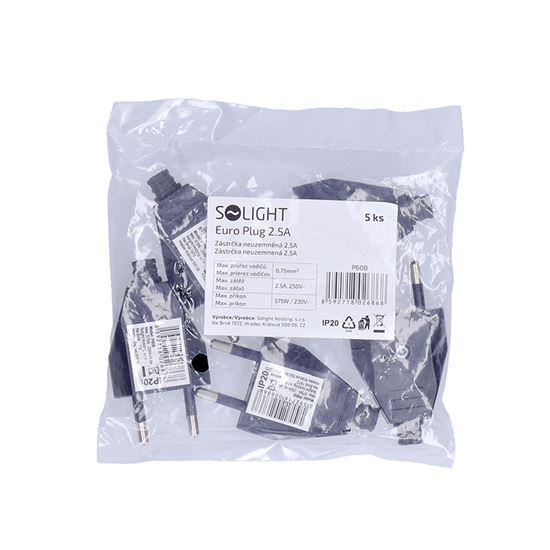 Solight rewirable plug 2.5A Euro, black