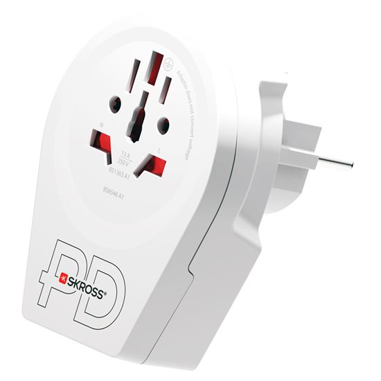 SKROSS travel Adapter World to Europe USB A+C 20W, Type E/F
