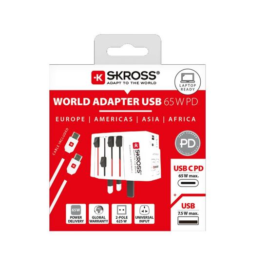 SKROSS travel adapter MUV USB AC65PD, universal, ungrounded, USB A+C 65W