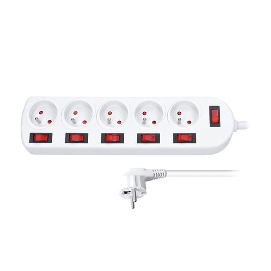 Solight 5way extension lead, 3m, 3 x 1mm2, white, 6x onoff switch