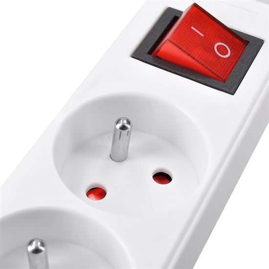 Solight 4-way extension lead, 3m, 3 x 1mm2, white, on-off switch