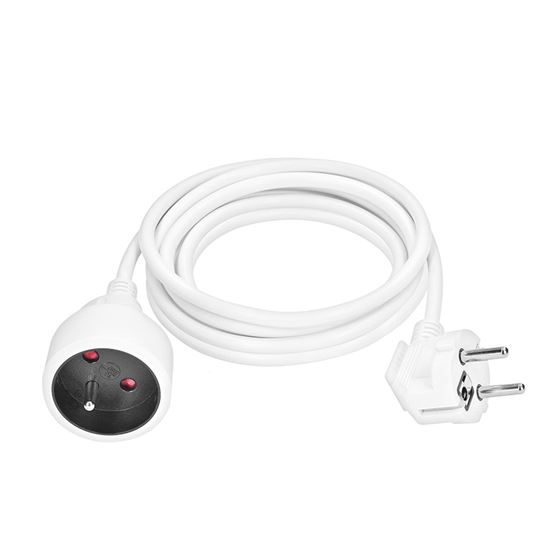 Solight 1-way extension lead, 3m, 16A/3680W, PVC, white