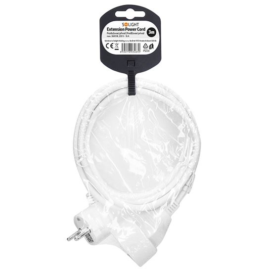 Solight 1-way extension lead, 3m, 16A/3680W, PVC, white