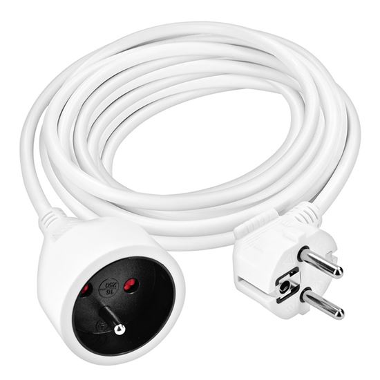 Solight 1-way extension lead, 7m, 3 x 1mm2, white