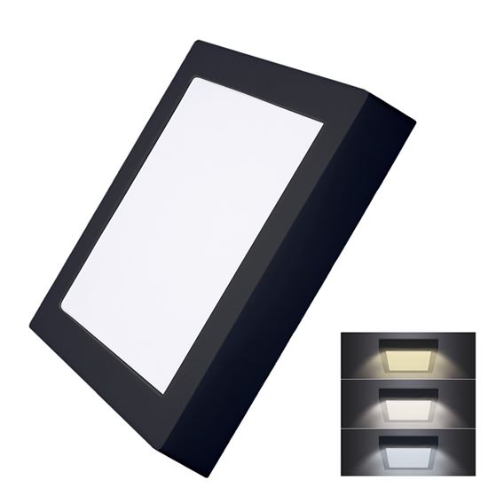 Solight LED mini panel CCT adjustable, recessed, 18W, 1530lm, 3000K, 4000K, 6000K, square, black color