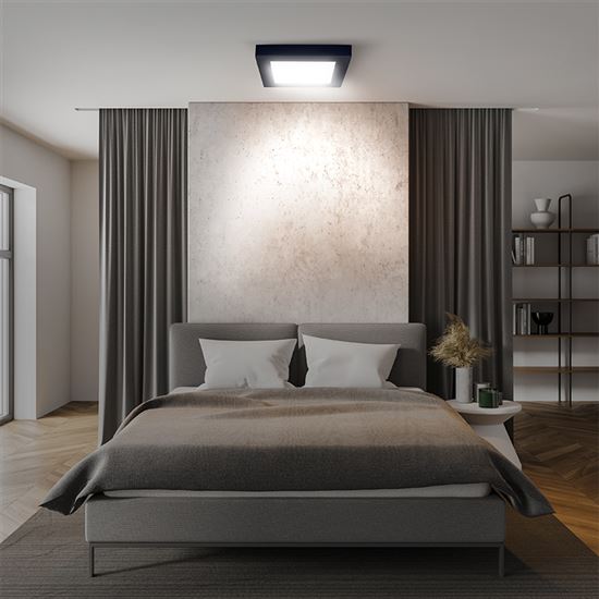 Solight LED mini panel CCT adjustable, recessed, 18W, 1530lm, 3000K, 4000K, 6000K, square, black color