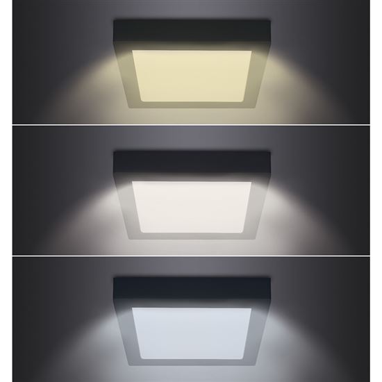 Solight LED mini panel CCT adjustable, recessed, 18W, 1530lm, 3000K, 4000K, 6000K, square, black color