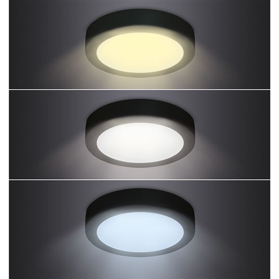 Solight LED mini panel CCT adjustable, recessed, 24W, 1800lm, 3000K, 4000K, 6000K, round, black color