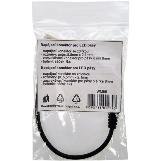 Solight power supply connector for LED strips, 5.5mm socket - 8mm snap connector, 1pc pack, bag