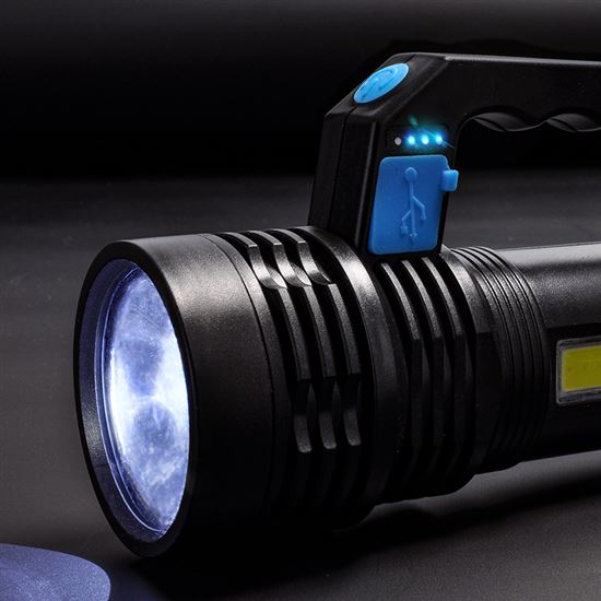 Solight LED rechargeable hand torch with side light, 150+100lm, Li-Ion