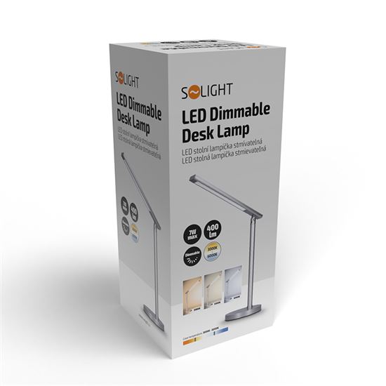 Solight LED table lamp, 7W, dimmable, chromaticity change, silver color