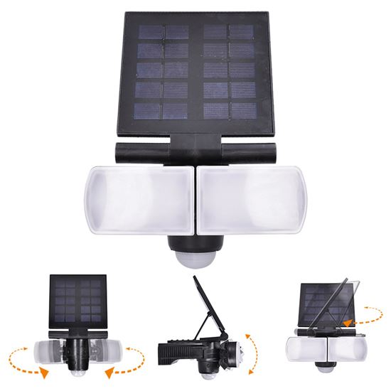 Solight LED solar light with PIR sensor, 8W, 600lm, Li-on, black