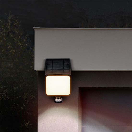 Solight LED solar light with PIR sensor, 11W, 1200lm, 3CCT, Li-Ion, black