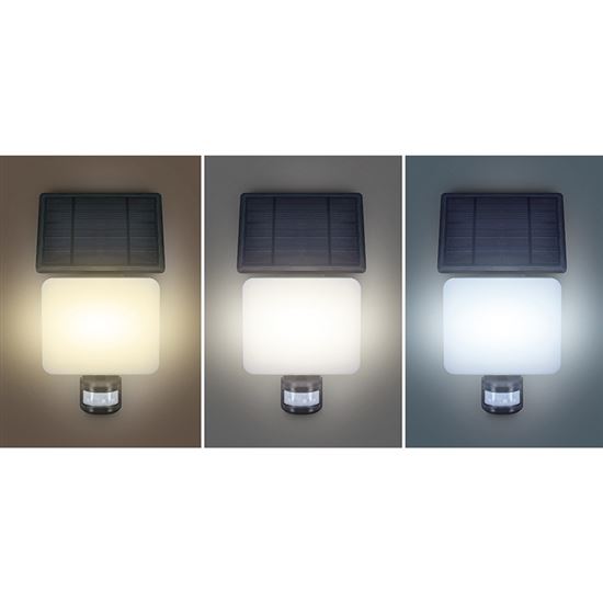 Solight LED solar light with PIR sensor, 11W, 1200lm, 3CCT, Li-Ion, black