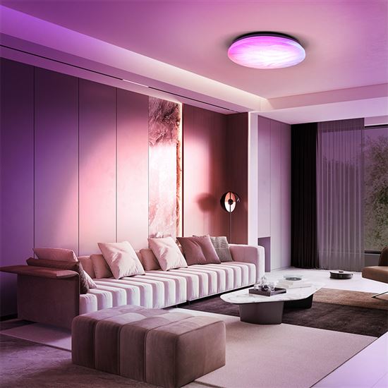Solight LED smart ceiling light Wave, 30W, 2300lm, wifi, RGB + CCT, remote control