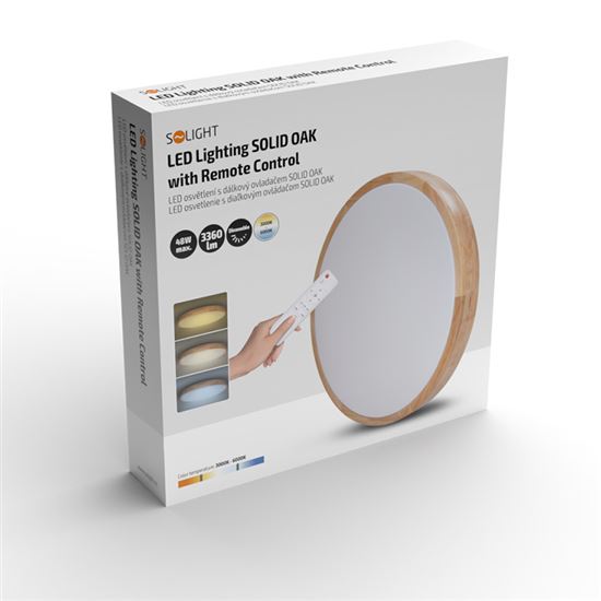Solight LED lighting with remote control Solid Oak, 48W, 3360lm, 39cm, chromaticity change, dimmable