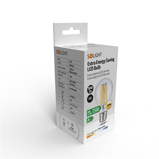 Solight extra-saving LED bulb 5,0W, 1055lm, 2700K, eq. 75W