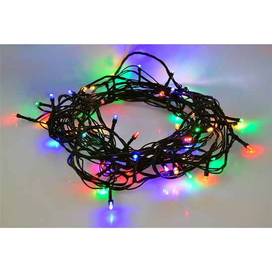 Solight LED venkovní vánoční řetěz, 100 LED, 10m, přívod 3m, 8 funkcí, časovač, IP44, vícebarevný
