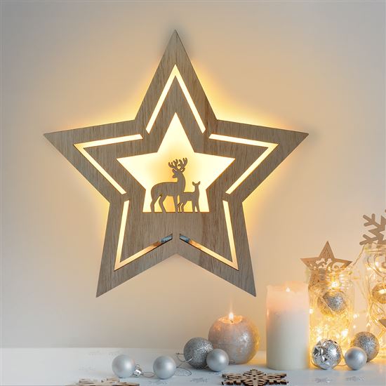 Solight LED nástěnná dekorace vánoční hvězda, 24x LED, 2x AA