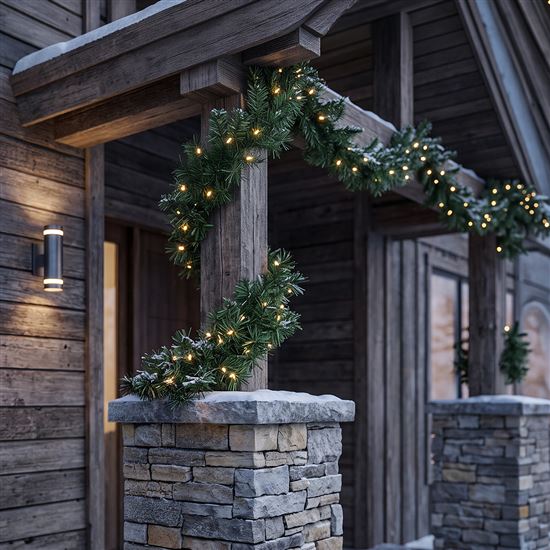 Solight LED vánoční girlanda s jehličím, 7m, 112x LED, časovač, 230V, IP44