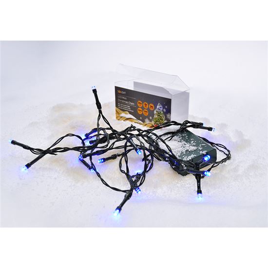 Solight LED vánoční řetěz, 3m, 20xLED, 3x AA, modré světlo, zelený kabel