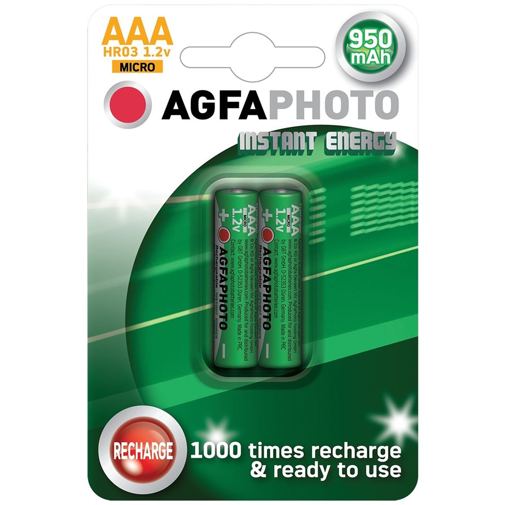 AgfaPhoto přednabitá baterie AAA, 950mAh, 2ks