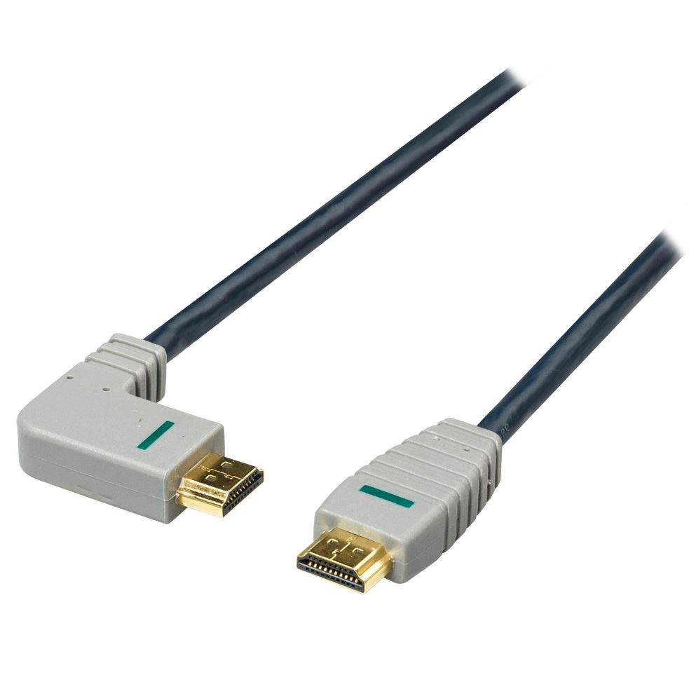 Bandridge HDMI digitální kabel s Ethernetem, levý úhlový konektor, 2m, BVL1402