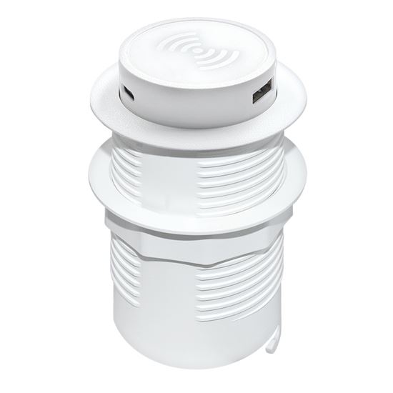Solight bezdrátová 15W + USB A+C 20W PD výsuvná nabíječka, bílá