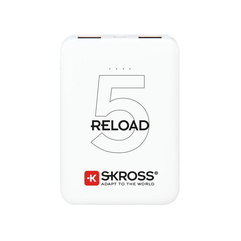 SKROSS powerbank Reload 5, 5000mAh, 2x 2A výstup, microUSB kabel, bílý