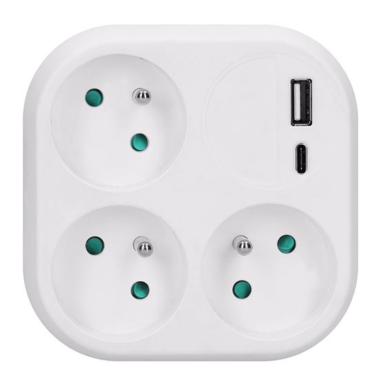 Solight rozbočka 3x 16A, USB A+C rychlonabíječka 20W PD, bílá