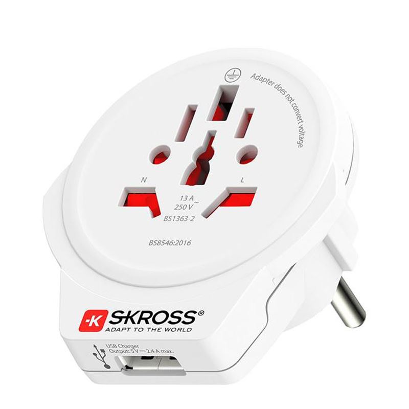 SKROSS cestovní adaptér SKROSS Europe USB pro cizince v ČR, vč. 1x USB 2400mA