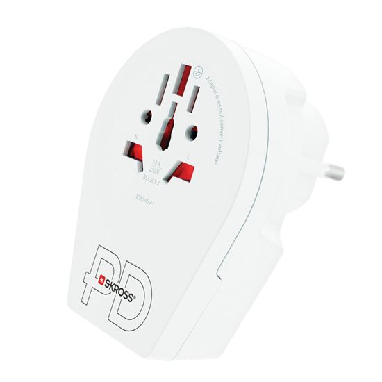 SKROSS cestovní adaptér Europe USB C20PD pro cizince v ČR, USB-C 20W, typ E/F