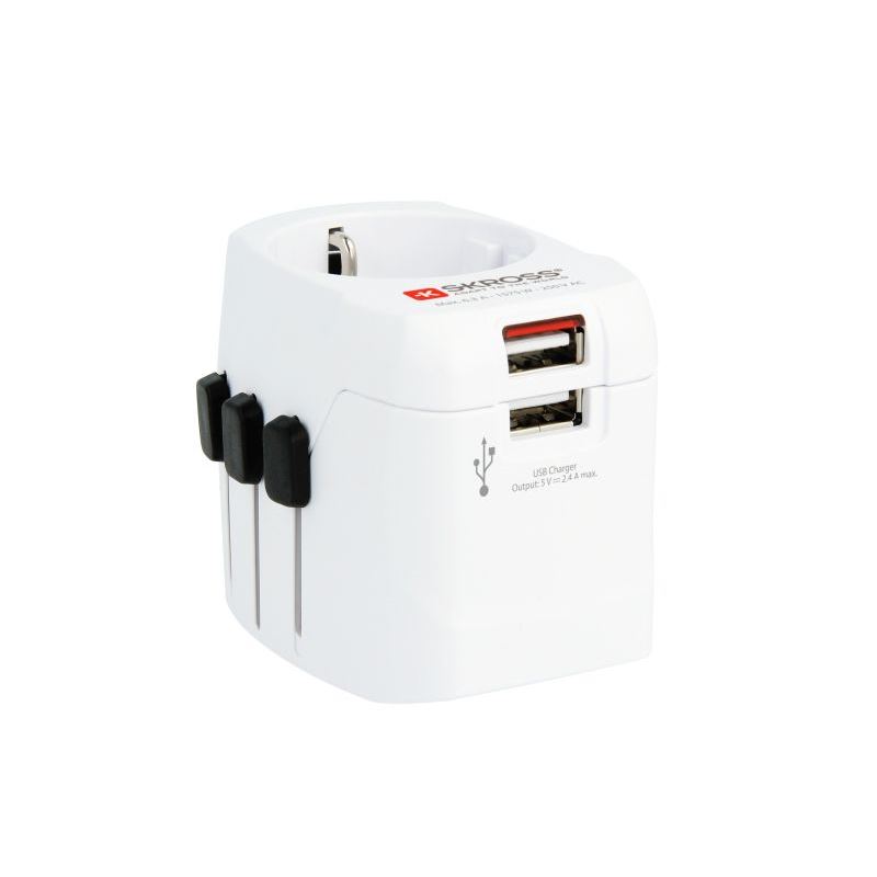 SKROSS cestovní adaptér SKROSS PRO Light USB, 6.3A max., vč. USB nabíjení, uzemněný, UK+USA+Austrálie/Čína