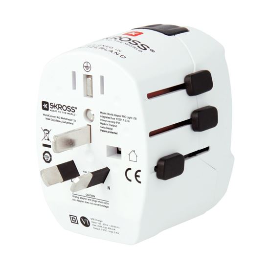 SKROSS cestovní adaptér PRO Light USB AC45PD - World, UK+USA+AUS/CN, univerzální, uzemněný, USB A+C 45W