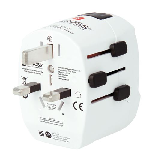 SKROSS cestovní adaptér PRO Light USB AC45PD - World, UK+USA+AUS/CN, univerzální, uzemněný, USB A+C 45W