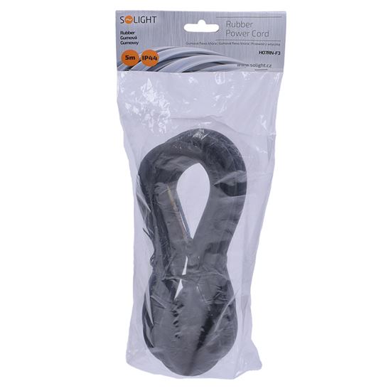 Solight flexo šňůra, 3x 1,5mm2, gumová, černá, 5m