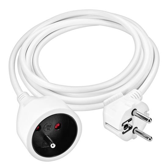 Solight prodlužovací přívod 3m, 1 zásuvka, 16A/3680W, PVC, bílý