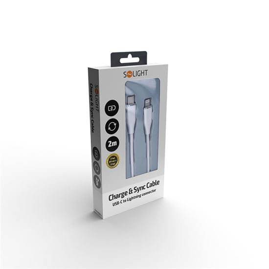 Solight USB-C/Lightning kabel, USB-C konektor - Lightning konektor, silikon, 2m