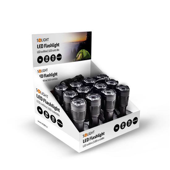 Solight LED kovová svítilna malá,  50lm, 1W LED, černá, 1 x AA