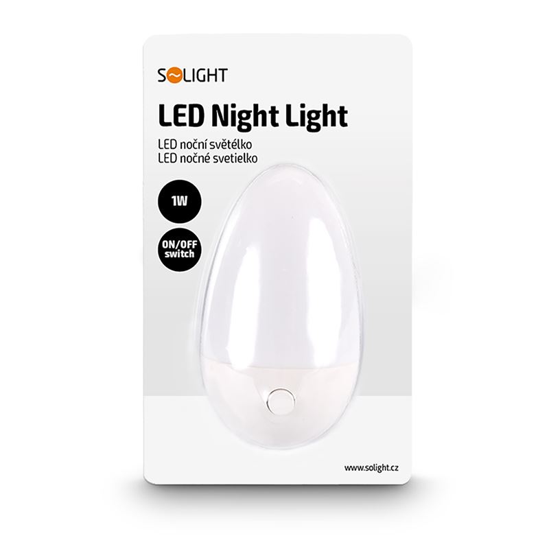 Solight noční LED světélko oblé, 0,5W, bílé, 230V, vypínač