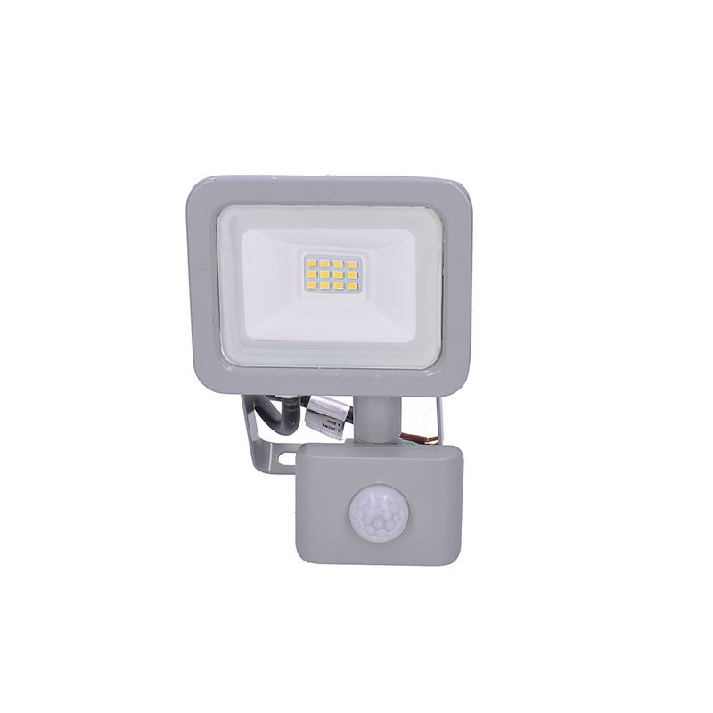 Solight LED reflektor Home se sensorem, 10W, 750lm, 4000K, IP44, šedý