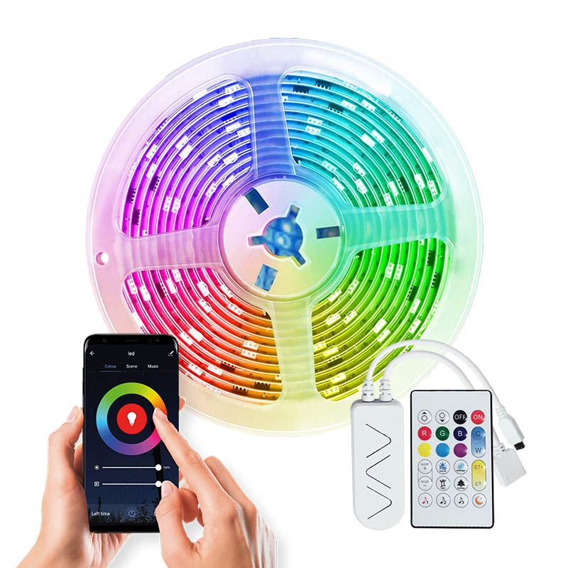 Solight Wifi Smart LED světelný pás, RGB, 5m, sada s adaptérem a dálkovým ovladačem