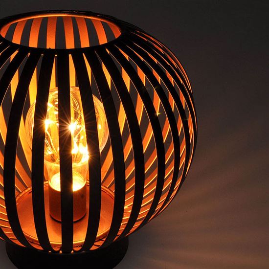 Solight kovová kulatá lucerna se žárovkou s micro LED, teplá bílá, měděná, 3xAA, 19cm