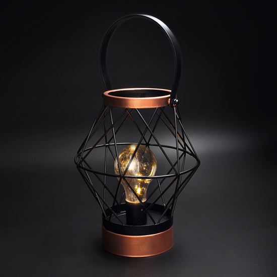 Solight kovová lucerna se žárovkou s micro LED, teplá bílá, 3xAA, 20cm